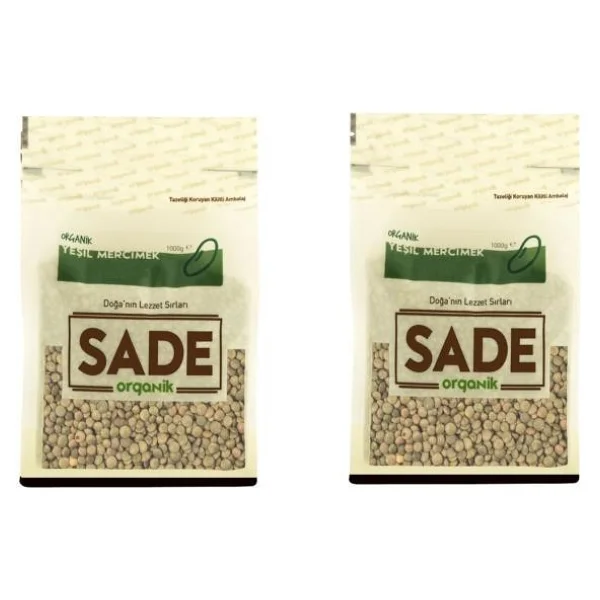 Sade Organik 1 kg 2'li Paket Yeşil Mercimek - Görsel 2