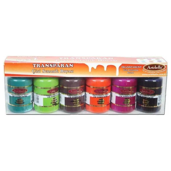 Artebella ABSTS002 Transparan Çini Seramik Boyası 50 cc 6'lı - Görsel 2