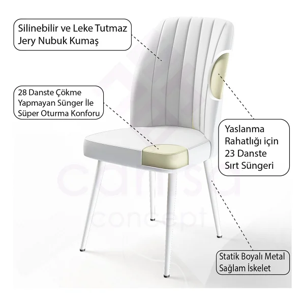 Canisa Concept Platinum Serisi Geniş Oturum Alanlı 1.sınıf - 4 Adet Sandalye Ayaklar Beyaz - Pembe - Görsel 3