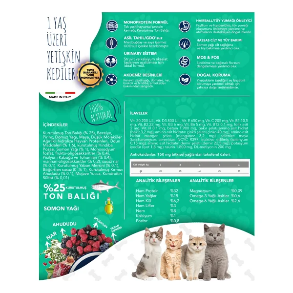 Exclusion Monoprotein Ton Balıklı 1.5 kg Yetişkin Kedi Maması - Görsel 3
