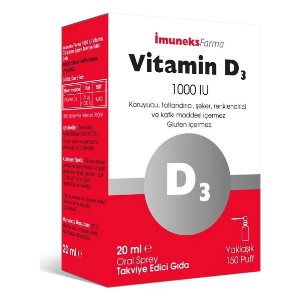 Imuneks Vitamin D3 1000 IU 20 ml Sprey - Görsel 4