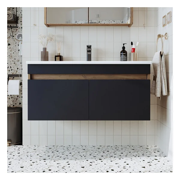 Roomart '' Lavabolu '' Atlantik-Beyaz Mat Mdf 100 cm Banyo Alt Dolabı - Beyaz - Görsel 6