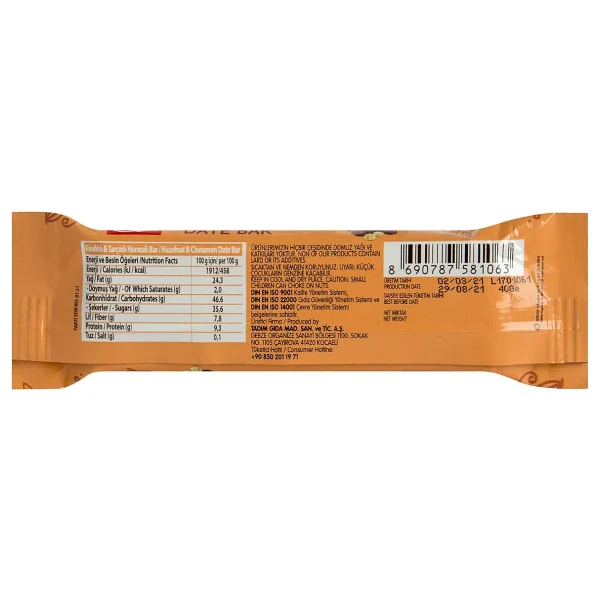 Tadım Hurmalı Bar Fındık&Tarçınlı 40 Gr x 40 Adet - Görsel 2