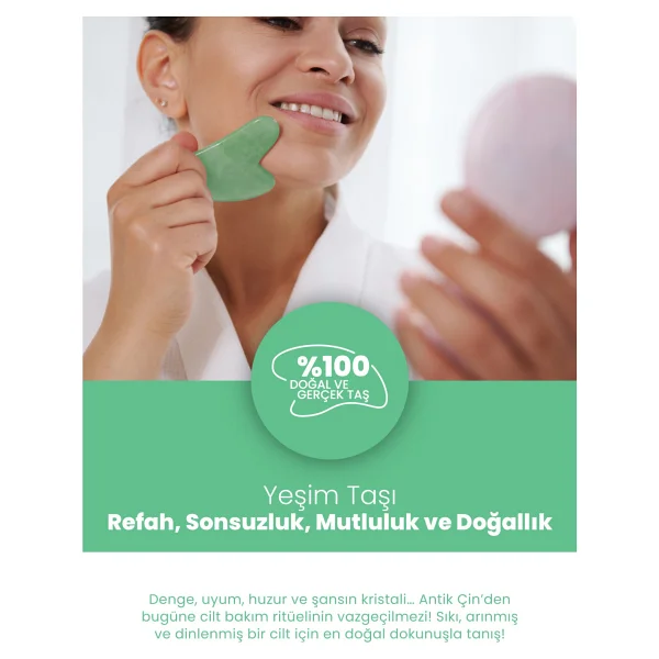 Bade Natural Yeşim Gua Sha %100 Doğal Ve Gerçek Yüz Masaj Taşı - Görsel 5