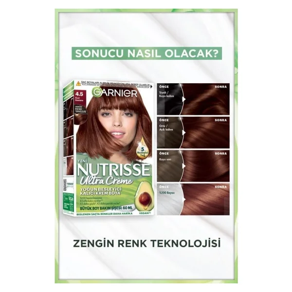 Garnier Nutrisse Ultra Creme 4.5 Kızıl Kestane Saç Boyası - Görsel 3