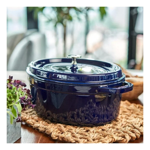 Staub La Cocotte Oval Koyu Mavi 29 cm Döküm Tencere - Görsel 4