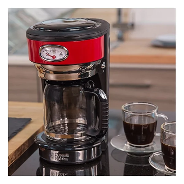 Russell Hobbs Retro Ribbon Kırmızı Cam Sürahili Kahve Makinesi 1 Lt Kapasiteyle Şık Tasarım - Görsel 2