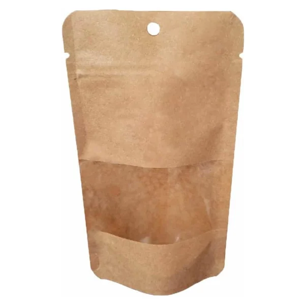 Doypack Pencereli Kraft Delikli Kilitli Kese Kağıdı - Orta Boy - 16X27X8 Cm. - 500 Gr. -20 Adetlik 10 Paket - Görsel 6