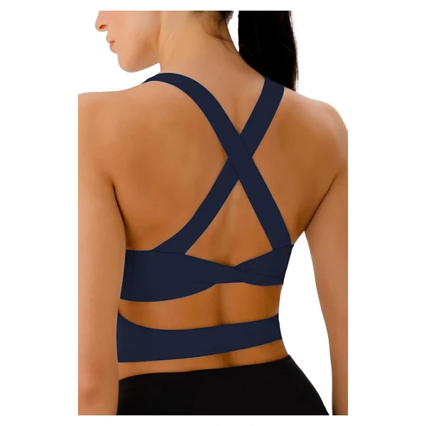 Ghassy Co. Kadın Çarpraz Sırt Detaylı Kaplı Yoga Egzersiz Fitness Spor Sütyeni CRS001 Pudra L - Görsel 6
