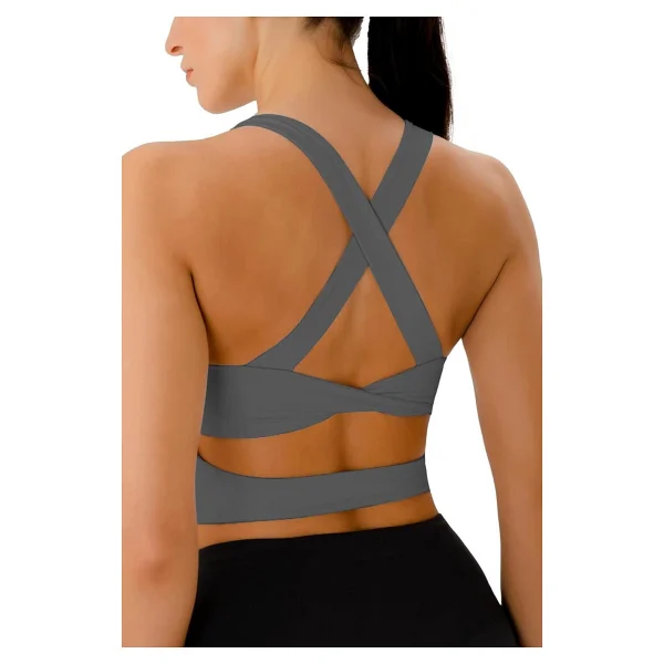 Ghassy Co. Kadın Çarpraz Sırt Detaylı Kaplı Yoga Egzersiz Fitness Spor Sütyeni CRS001 Pudra L - Görsel 8