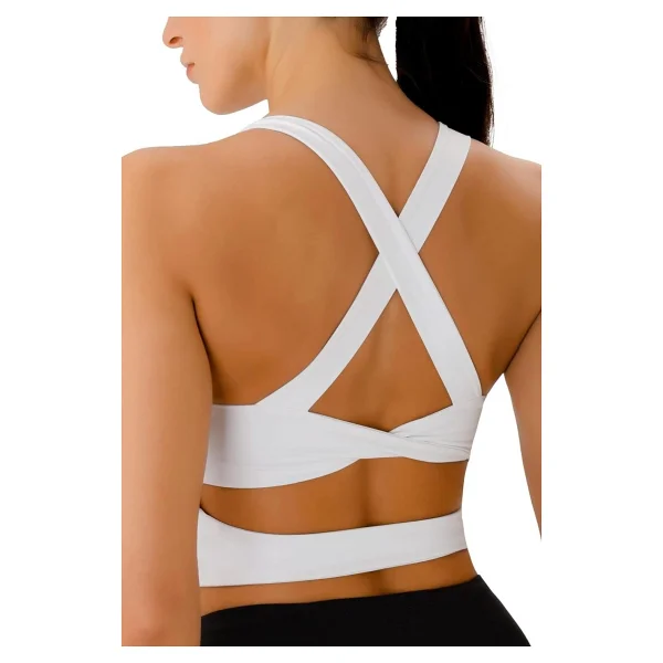 Ghassy Co. Kadın Çarpraz Sırt Detaylı Kaplı Yoga Egzersiz Fitness Spor Sütyeni CRS001 Pudra L - Görsel 7
