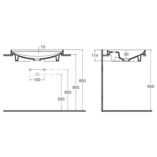 İsvea Infinity Inset 55 cm Beyaz Delikli Lavabo - Görsel 3