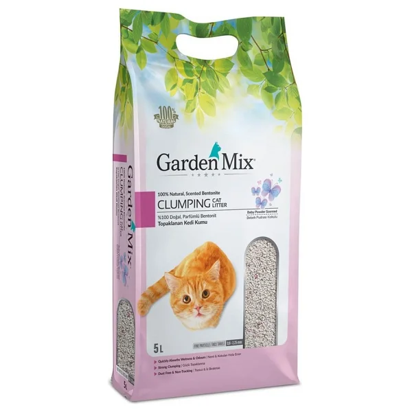 Gardenmix Bebek Pudrası Kokulu 5 lt İnce Taneli Bentonit Kedi Kumu - Görsel 2
