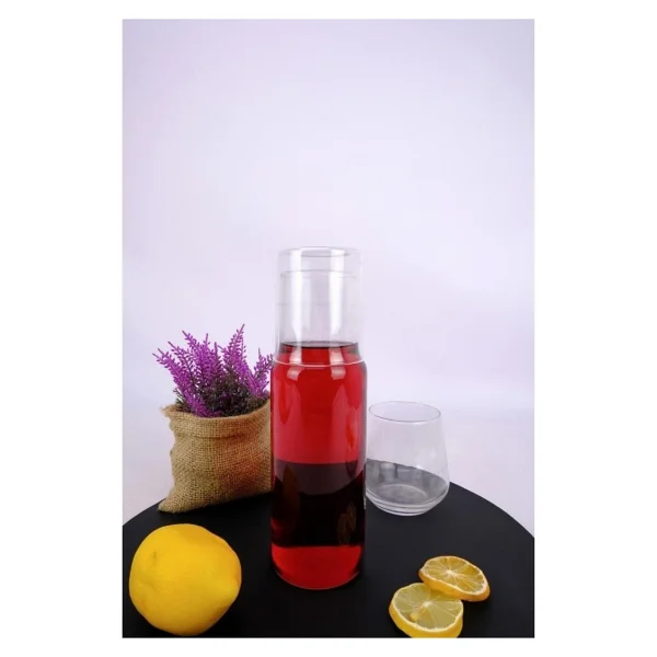Digithome Cam Kapaklı Başucu Su ve Meşrubat Sürahisi Karaf Şişe 600 ml - H2O75975 C1-1-18 - Görsel 2