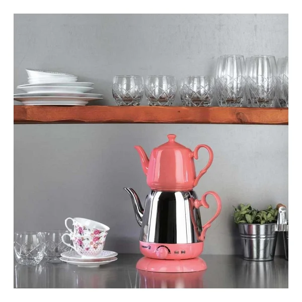 Korkmaz A339-02 Nosta Pembe 2000 W Porselen Demlikli Çay Makinesi - Görsel 3