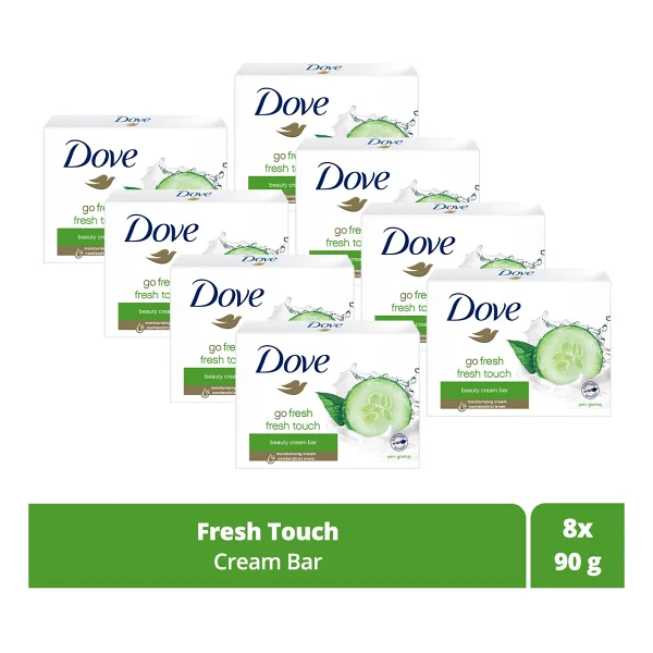 Dove Beauty Cream Bar Katı Güzellik Sabunu Fresh Touch Nemlendirici Etkili 90 G X8 Adet - Görsel 6