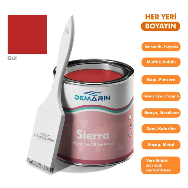 Demarin Her Şeyi Boyayan Sierra Tek Bileşen Fayans, Tezgah, Seramik, Mobilya, Zemin Boyası (Dönüşüm Boyası) - 1 Kg - Çam - Görsel 2
