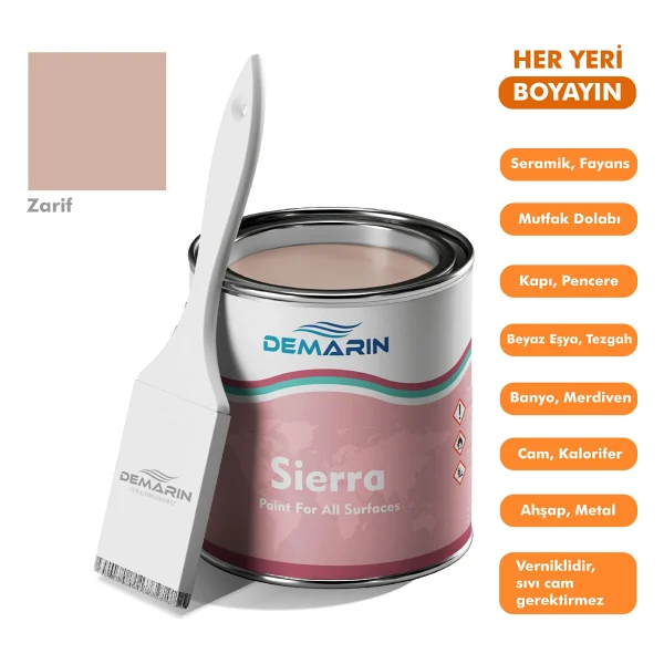 Demarin Her Şeyi Boyayan Sierra Tek Bileşen Fayans, Tezgah, Seramik, Mobilya, Zemin Boyası (Dönüşüm Boyası) - 1 Kg - Çam - Görsel 9