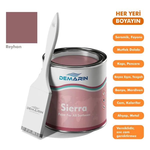 Demarin Her Şeyi Boyayan Sierra Tek Bileşen Fayans, Tezgah, Seramik, Mobilya, Zemin Boyası (Dönüşüm Boyası) - 1 Kg - Çam - Görsel 3