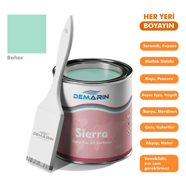 Demarin Her Şeyi Boyayan Sierra Tek Bileşen Fayans, Tezgah, Seramik, Mobilya, Zemin Boyası (Dönüşüm Boyası) - 1 Kg - Çam - Görsel 4