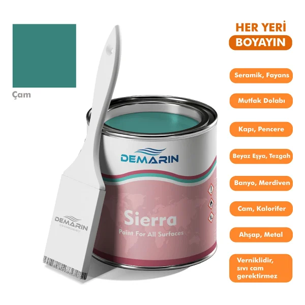 Demarin Her Şeyi Boyayan Sierra Tek Bileşen Fayans, Tezgah, Seramik, Mobilya, Zemin Boyası (Dönüşüm Boyası) - 1 Kg - Çam - Görsel 6