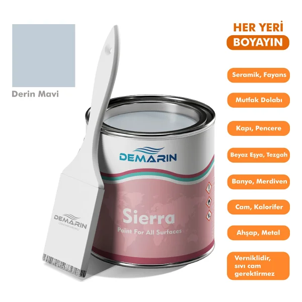 Demarin Her Şeyi Boyayan Sierra Tek Bileşen Fayans, Tezgah, Seramik, Mobilya, Zemin Boyası (Dönüşüm Boyası) - 1 Kg - Çam - Görsel 5