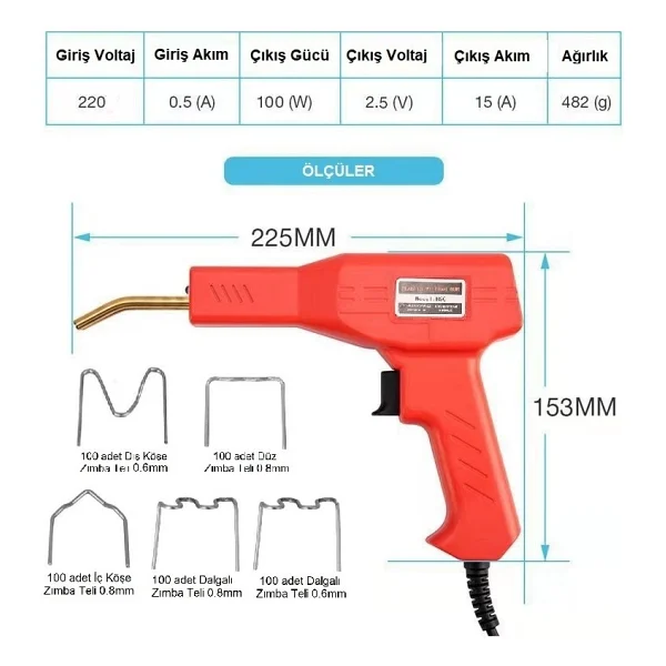 Yate10 Plastik Zımba Teli Kaynak Makinası 100W/220V+500 Adet Tel - Görsel 9