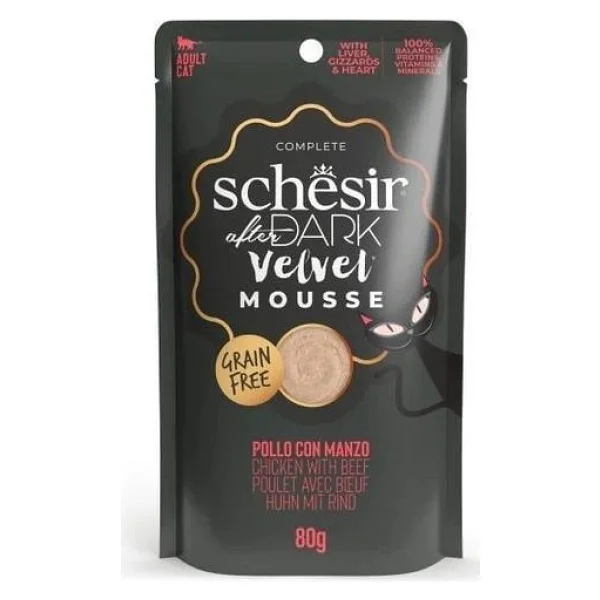 Schesir After Dark Velvet Mousse Tavuklu ve Sığır Etli 80 gr Yetişkin Kedi Yaş Maması - Görsel 6