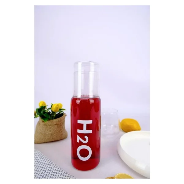 Digithome H2o Cam Kapaklı Başucu Su Ve Meşrubat Sürahisi Karaf Şişe 600 Ml Beyaz - H2o75760 C1-1-18 Renksiz - Görsel 3