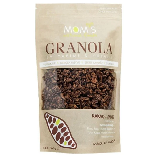 Mom's Natural Foods Kakao ve Fındık 360 gr Granola - Görsel 2