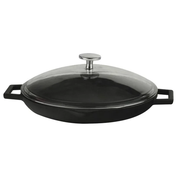 Lava Yuvarlak Metal Kulplu Cam Kapaklı 30 cm Kızartma Tavası - Görsel 7