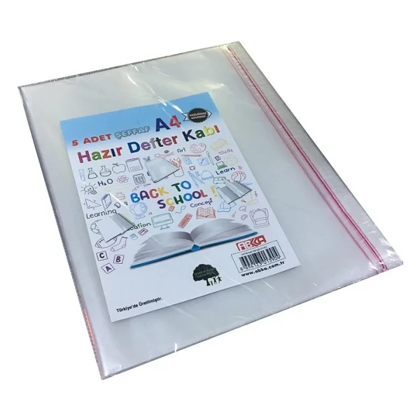 Abka A4 Hazır Defter Kabı Yapışkanlı Şeffaf - Görsel 2