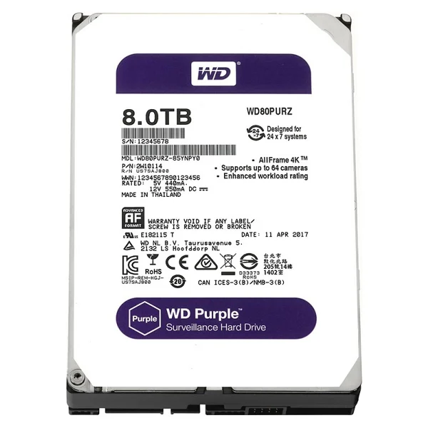 Western Digital Purple WD80PURZ SATA 3.0 5400 RPM 3.5" 8 TB Harddisk - Görsel 2