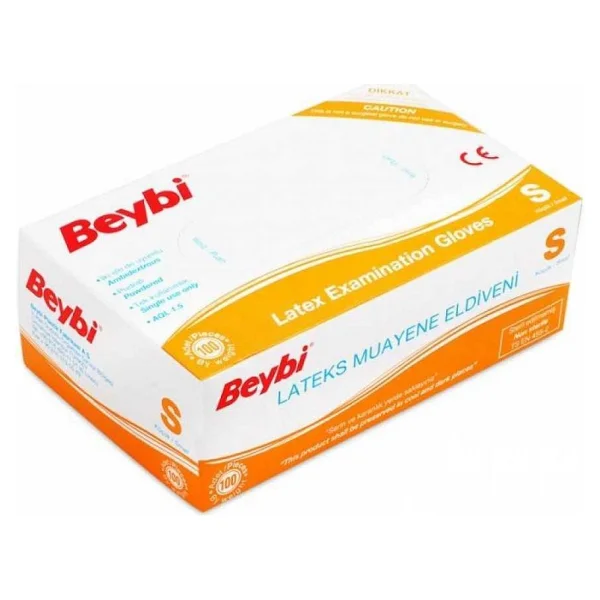 Beybi Lateks Pudralı Küçük Boy (S) 100'lü 20 Paket Muayene Eldiveni - Görsel 2