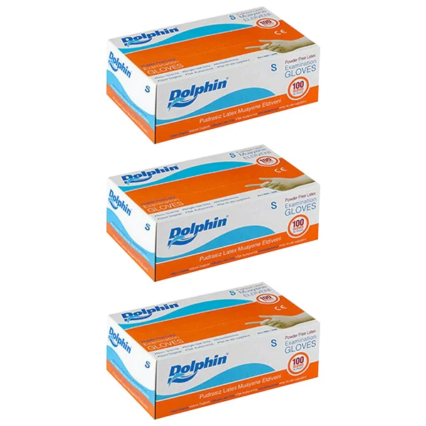 Dolphin Lateks Pudrasız Orta Boy (M) 100'lü 3 Paket Muayene Eldiveni - Görsel 5