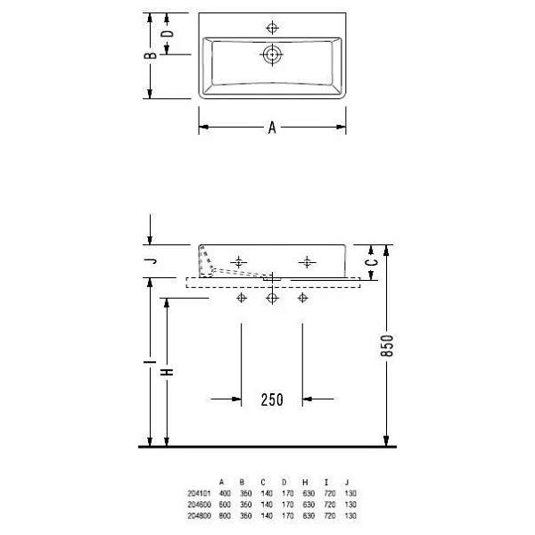 Serel 2041TXS110H Tezgah Üstü 35 X 40 cm Dikdörtgen Lavabo - Görsel 2