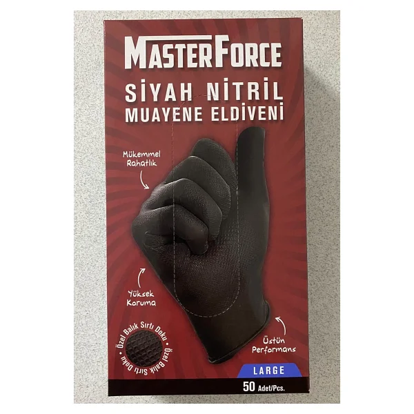 Haspet Masterforce Nitril Pudrasız Kalın Siyah Eldiven Xlarge (Xl) 50'li - Görsel 2