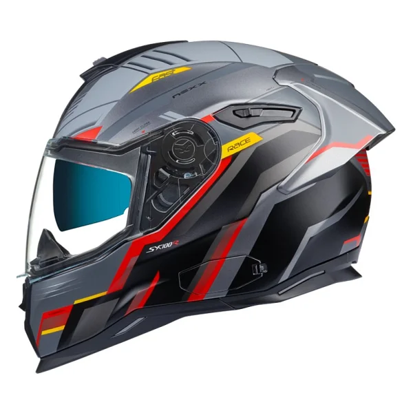Nexx SX.100R Gridline Full Face Kırmızı Gri Motosiklet Kaskı - Görsel 8