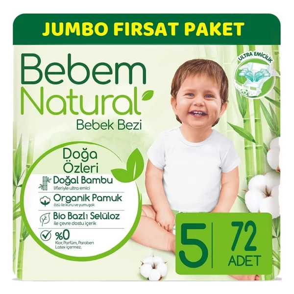 Bebem Natural 5 Numara Junior 72'li Bebek Bezi - Görsel 6