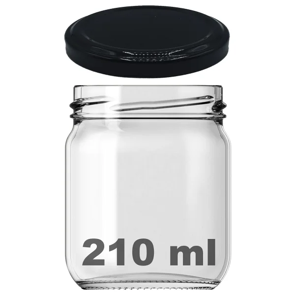 Afracam 210 ml Metal Siyah Konserve Kapaklı 210 Cc Şeffaf Cam Kavanoz 1 Adet - Görsel 6