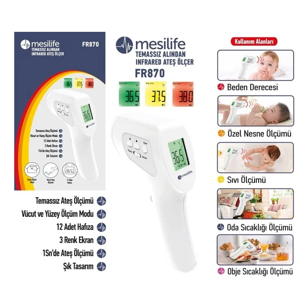 Mesilife FR870 Temassız Kızılötesi Ateş Ölçer - Görsel 2