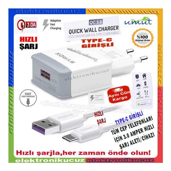 Syrox Q32 Type-C Kablolu Hızlı Şarj Aleti - Görsel 4