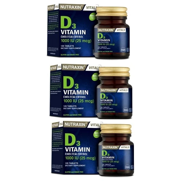 Nutraxin Vitamin D3 1000 IU 120 Tablet 3'lü - Görsel 2