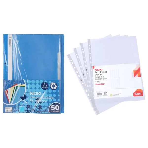 Noki Eco Telli Dosya Mavi 50 Li + Eco Poşet Dosya 100 Lü - Görsel 3