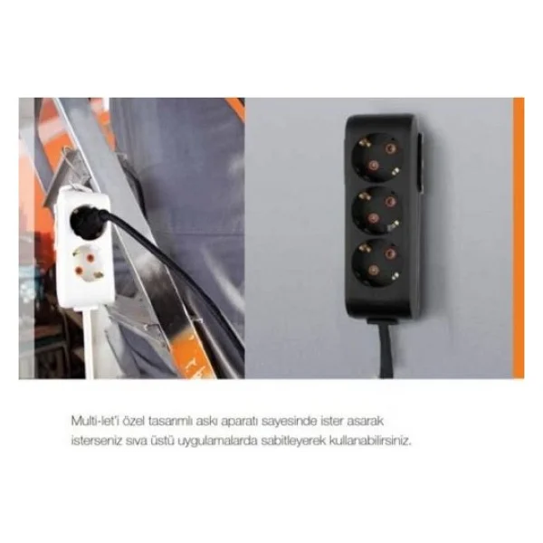 Viko Multi-let 90133203 Topraklı Siyah 3 m 2'li Priz - Görsel 2