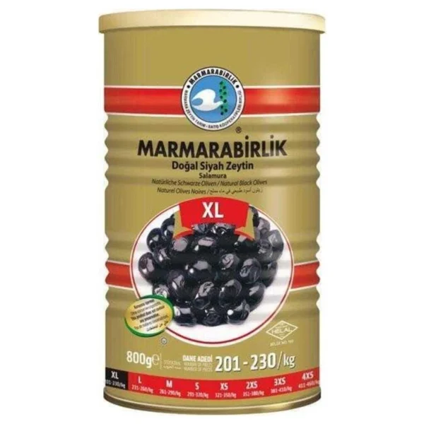 Marmarabirlik Mega 800 gr XL (201-230) Siyah Zeytin - Görsel 3