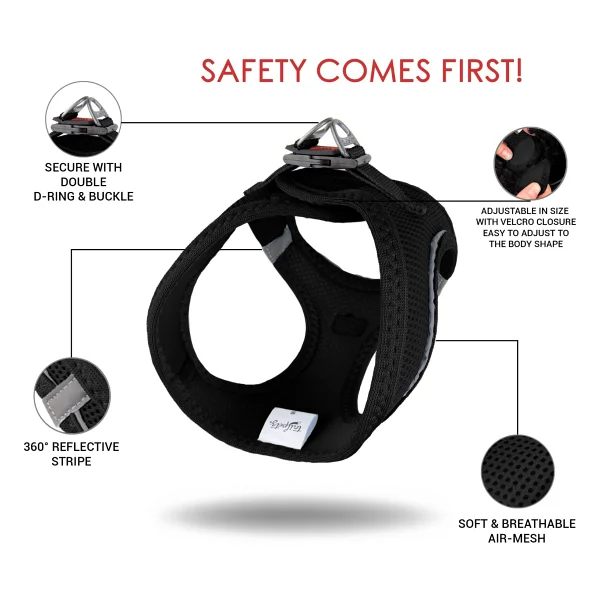 Tailpetz Air Mesh Harness XL Siyah Köpek Gögüs Tasması - Görsel 9
