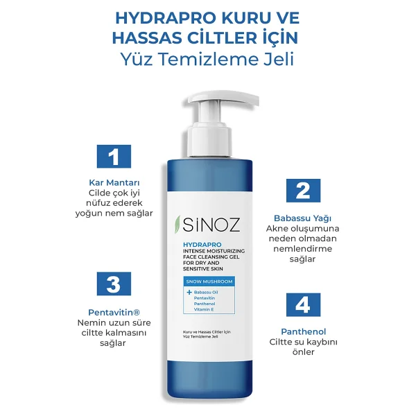 Sinoz Hydrapro 200 ml Yüz Temizleme Jeli - Görsel 2