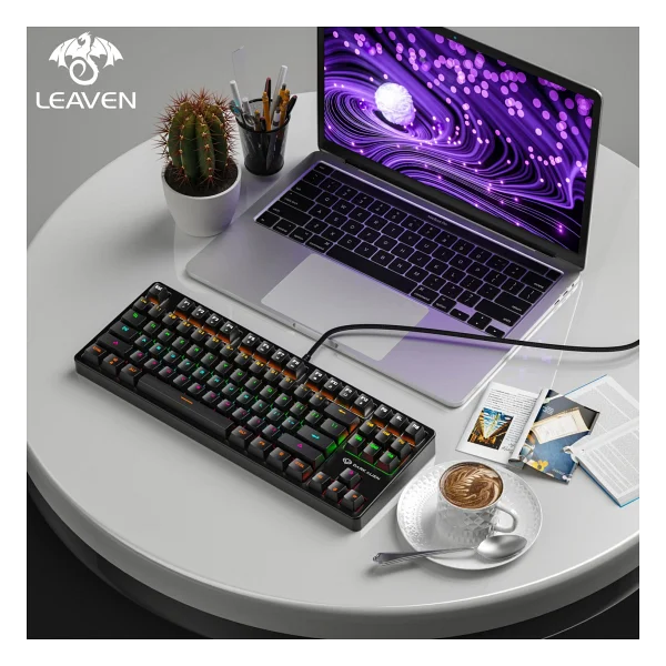Valkyrie Leaven K870 RGB Siyah Blue Switch Kablolu Mekanik Oyuncu Klavyesi - Görsel 3