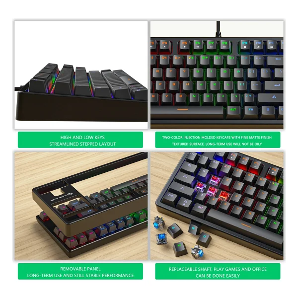 Valkyrie Leaven K870 RGB Siyah Blue Switch Kablolu Mekanik Oyuncu Klavyesi - Görsel 4